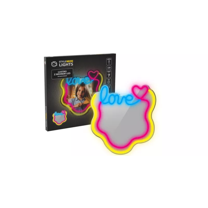 LED-Neon-Spiegelleuchte MANTA MASNL131MT – ‚LOVE‘-Design, integrierte LED-Neon-Beleuchtung