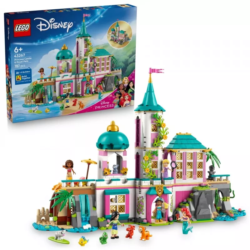 LEGO Disney Princess Castle und königliche Haustiere Bauset 43267 — 787 Teile, 5 Minifiguren, Alter 6+, 320×460×100 mm