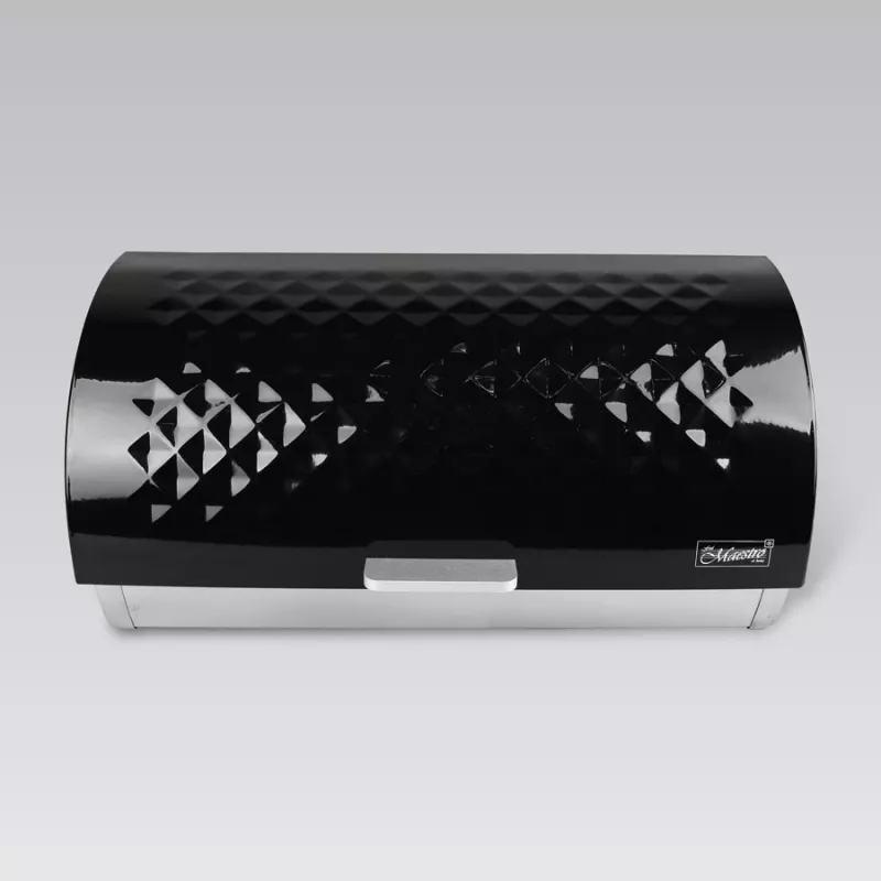 Tischbrotkasten Maestro MR-1676 Schwarz – Edelstahl, Klappdeckel, 385×255×190 mm