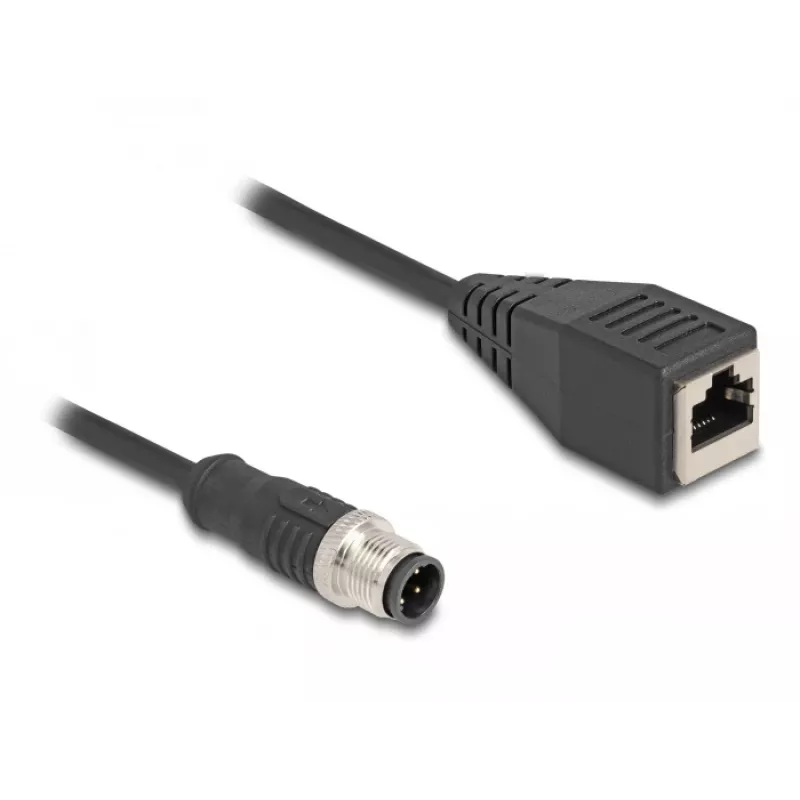 DeLOCK M12 Adapterkabel D-codiert 4-polig Stecker auf RJ45 Buchse 50 cm