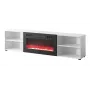 RTV-Schrank POLO 200x33x50.5 weiß + Kamin schwarz