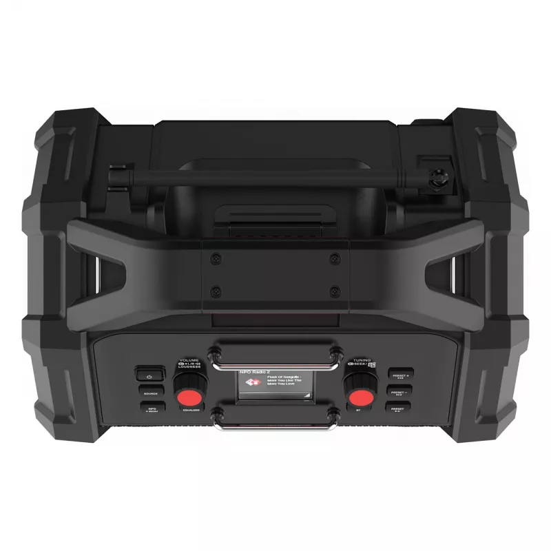 Tragbares Baustellenradio PerfectPro ROCKTAGON 18V — batteriebetriebenes Baustellenradio
