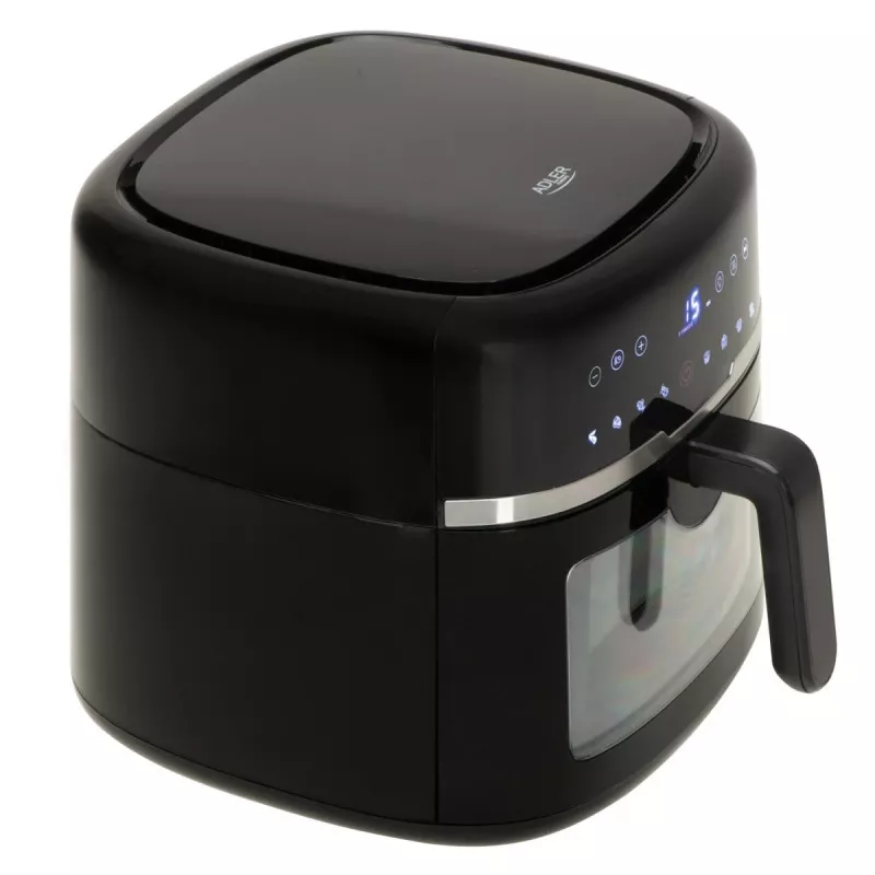 Adler AD 6318 Heißluftfritteuse, 8 l, 2500 W, LCD-Display, 9 Programme, Schwarz