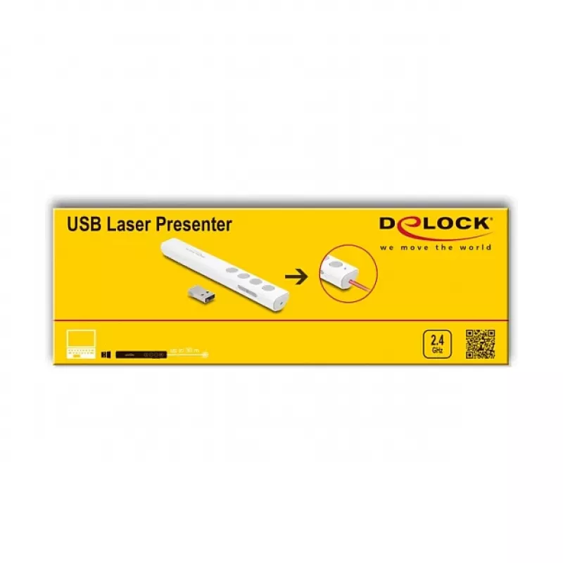 DeLOCK USB-Laser-Presenter, weiß, kabellos, USB-RF-Nano-Empfänger