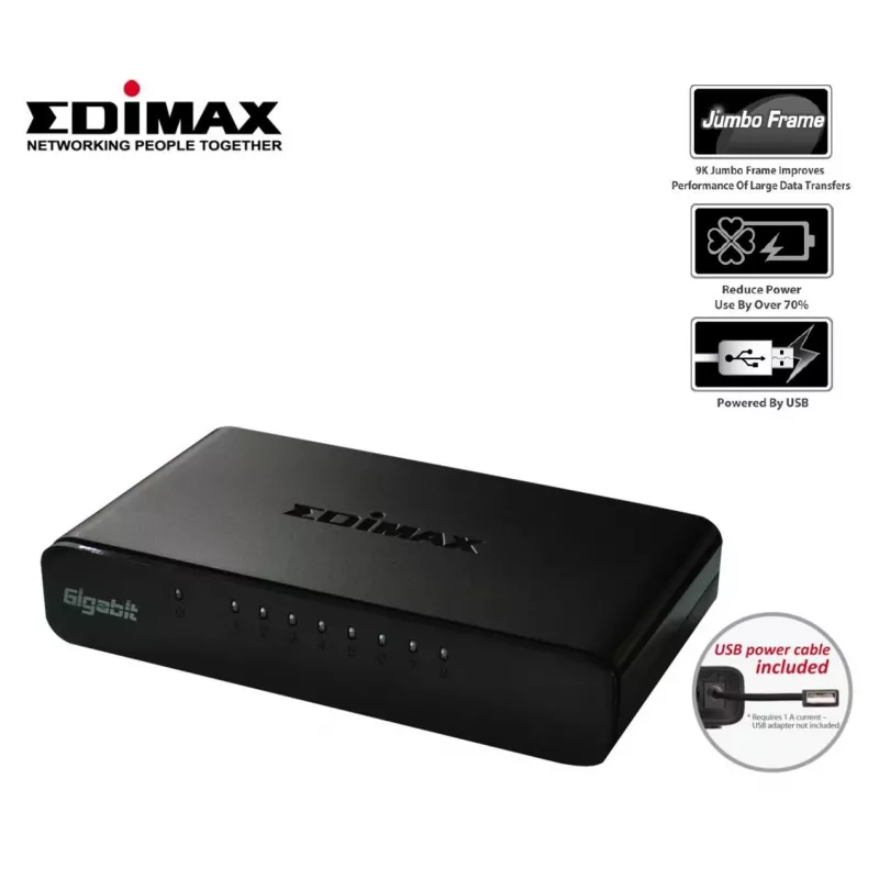 Edimax ES-5800G V3 Netzwerk-Switch Unmanaged Gigabit Ethernet (10/100/1000) Schwarz