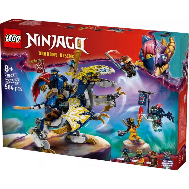 LEGO NINJAGO Set 71843 Rogue’s Mech Dragon Rider — 584 Teile, 4 Minifiguren, 190 mm Modellhöhe