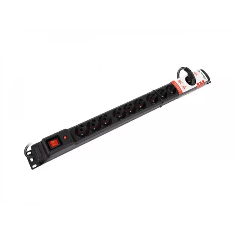 Armac M12 19-Zoll-Rack-Steckdosenleiste, 12x 230V, Vertikal, 1,5m, Schwarz (M12/15/CZ)