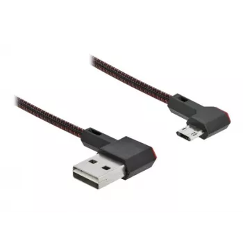 USB-Kabel DeLOCK EASY-USB 2.0 Typ-A Stecker auf Micro-B Stecker abgewinkelt 0,2 m schwarz