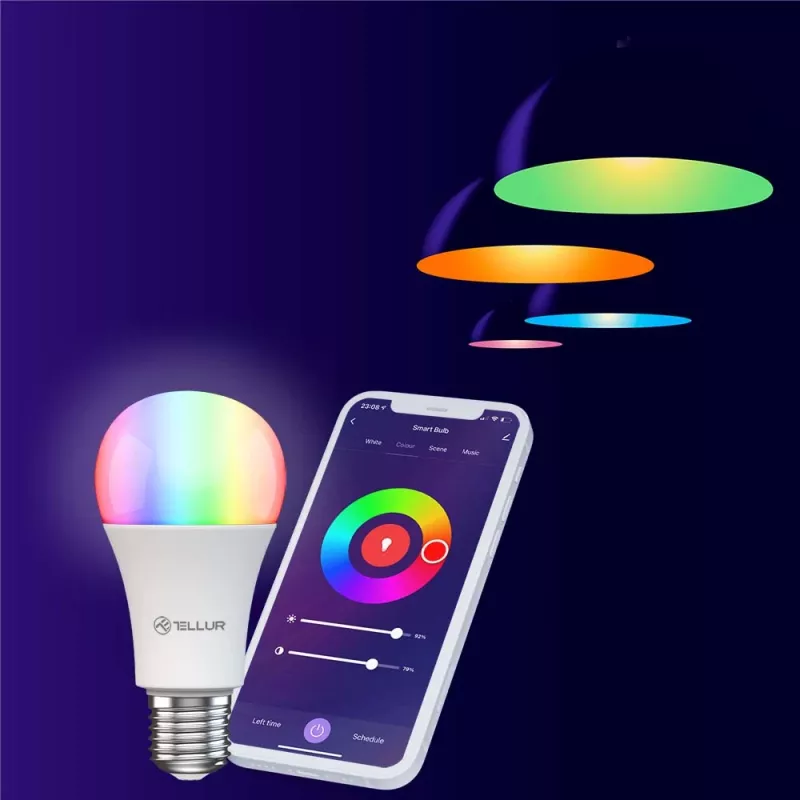 Smart WiFi Lampe Tellur TLL331341 9W RGB Dimmer — Wi‑Fi RGB LED 9W, dimmbar
