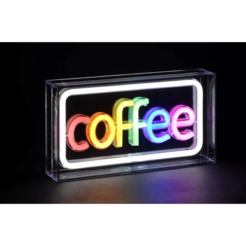 Neon LED-Leuchtschild ActiveJet AJE-NEON COFFEE, mehrfarbig, USB 5V, Aufputzmontage, AS-Kunststoffrahmen