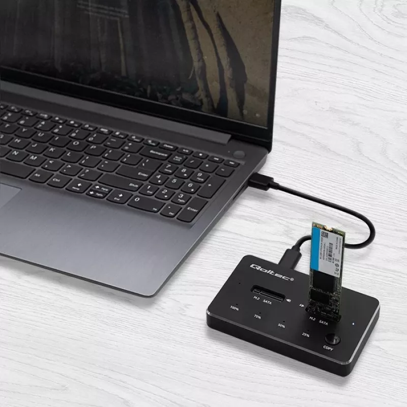 Qoltec 50310 Drive Docking Station 2x SSD M.2 SATA NGFF USB Typ C