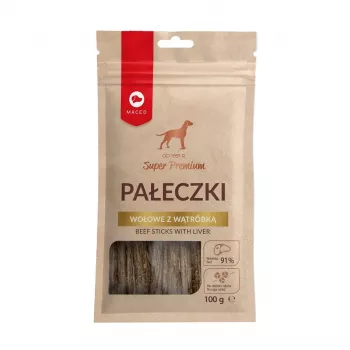Hundeleckerli MACED Beef Sticks mit Leber 100 g — natürliche feste Kausnacks für Hunde
