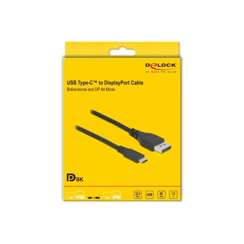 USB Typ-C auf DisplayPort Kabel DeLOCK 86040 8K 60 Hz 1,5 m