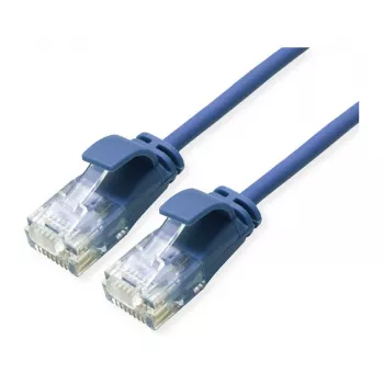ROLINE GREEN UTP Patchkabel Cat.6A (Klasse EA), LSOH, schlank, Blau, 0,15 m