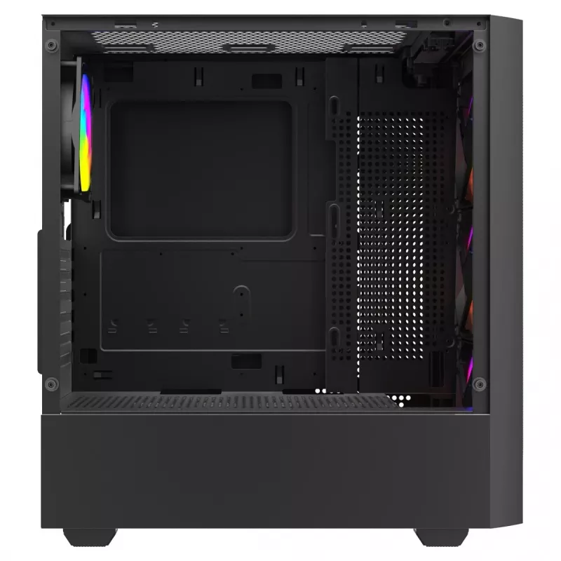 PC-Gehäuse SAVIO Noctis Flow RGB — Cube, ATX/Mini-ITX, 3x 120 mm Frontlüfter, Seitenfenster aus gehärtetem Glas, max. GPU 35 cm