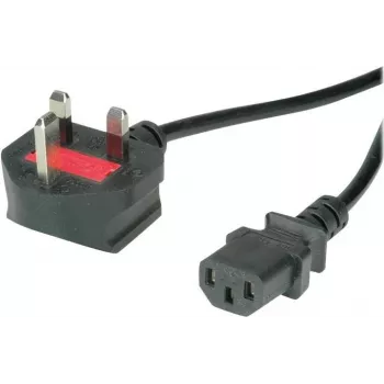 VALUE - Stromkabel - BS 1363 (M) abgewinkelt auf IEC 60320 C13 gerade - AC 250 V - 10 A - 1,8 m - Schwarz