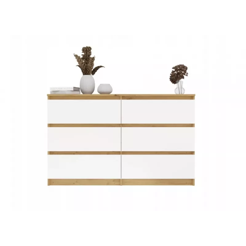Kommode 6-Schubladen 120 cm Top E Shop Malwa — Artisan Oak / Weiß, Spanplatte