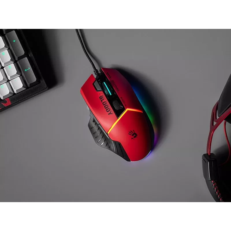 Gaming-Maus A4Tech Bloody W95Max – Rechtshänder, kabelgebunden USB, 12000 DPI, 1 ms, 250 ips, 50 Mio. Klicks, 146 g