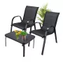 Extralink Schwarz Forest Gartenset, Textilene zwei Stühle + schwarzer Tisch