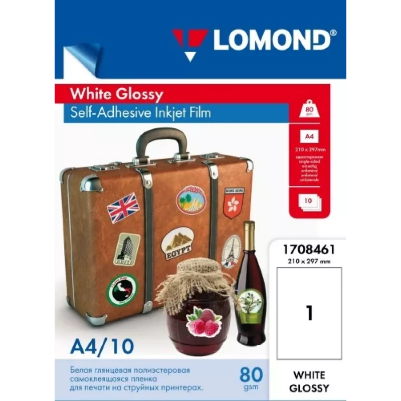 Selbstklebende PET-Folie Lomond 1708461 A4 Weiß glänzend, 10 Blatt