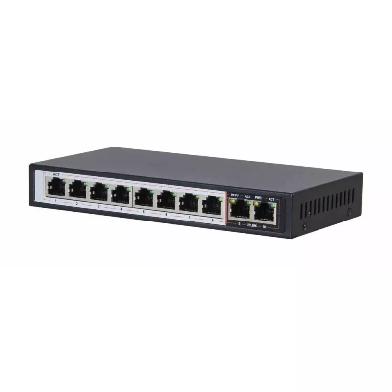 Extralink PoE Switch CERES 8x 100Mb/s PoE/PoE+, 2x RJ45 Uplink 100Mb/s, 96W