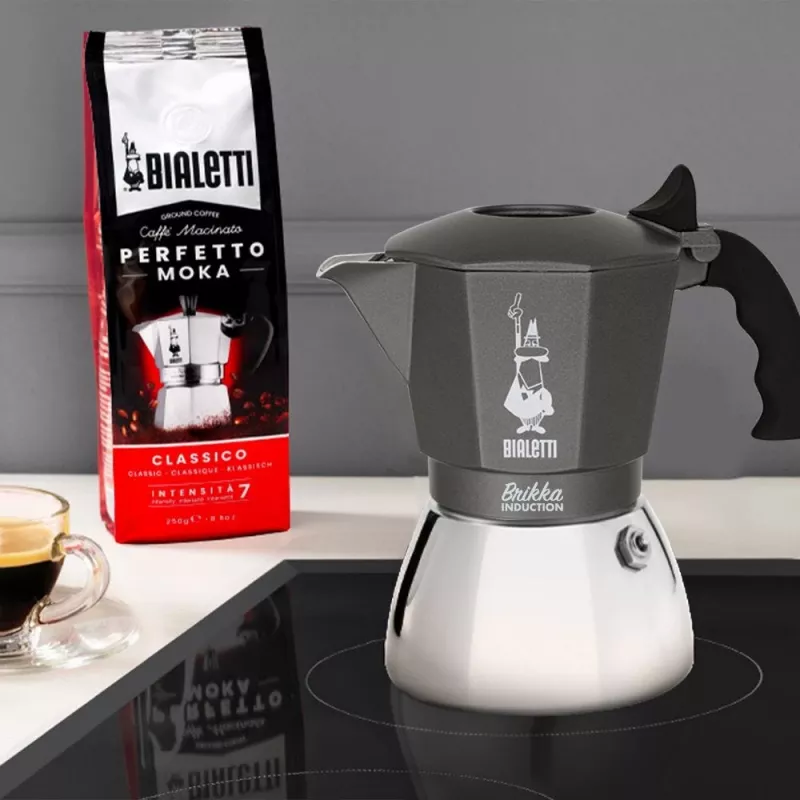 Kaffeemaschine BIALETTI BRIKKA INDUCTION 4TZ 180 ml Anthrazit, Silber