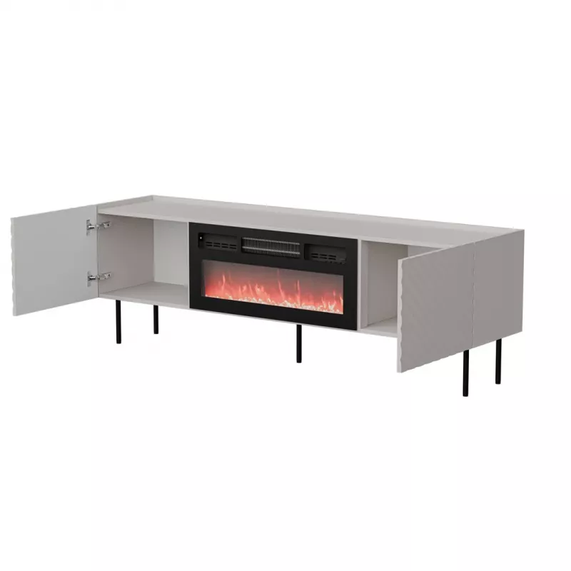 TV-Schrank cama meble LUCCA 180x40x59 cm, Oberteil cashmere, schwarzer Kamin