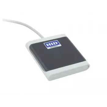 HID OMNIKEY 5022 CL (Anthrazit/Grau) - Kurzes 10cm Kabel - Nur kontaktloser (13,56 MHz) Leser - CCID-konform - Optionaler Kartenhalter und Montagezubehör - MOQ 10 und Vielfache