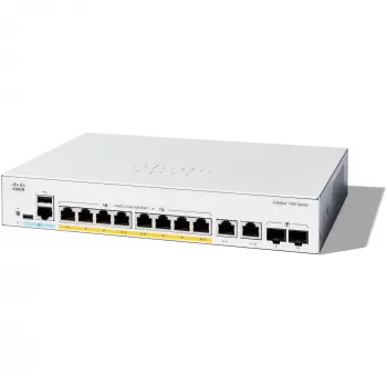 Cisco Catalyst 1300-8FP-2G - Switch - L3 - managed - 8 x 10/100/1000 (PoE+) + 2 x Combo Gigabit SFP/RJ-45 - rack-mountable - PoE+ (120 W) (C1300-8FP-2G)