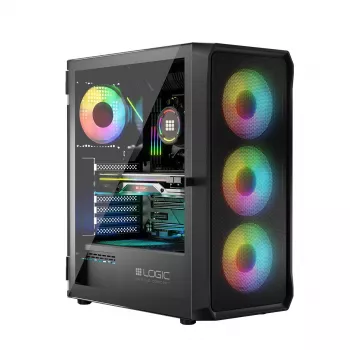 LOGIC CONCEPT Portos ARGB ATX Mid-Tower-Gehäuse, schwarz