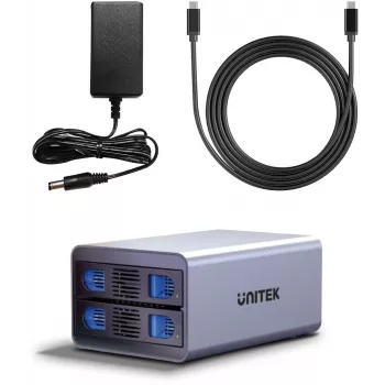 Externes SATA-HDD/SSD-Gehäuse Unitek S1308A01-EU für 2,5-Zoll- und 3,5-Zoll-Laufwerke, bis zu 40 TB