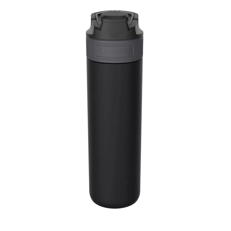 Isolierflasche Kambukka ELTON 600 ml — Schwarz, doppelwandiger Edelstahl, vakuumisoliert, auslaufsicher