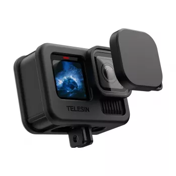 Silikon-Schutzhülle und Objektivkappe für GoPro Hero 13 Schwarz von Telesin (Modell SB9509)