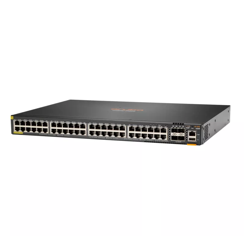Hewlett Packard Enterprise HPE Aruba Networking CX 6200F 48G Class4 PoE 4SFP+ 740W Switch - Switch - max. Stapelentfernung 10 km - L3 - managed - 48 x 10/100/1000 (PoE+) + 4 x 1 Gi