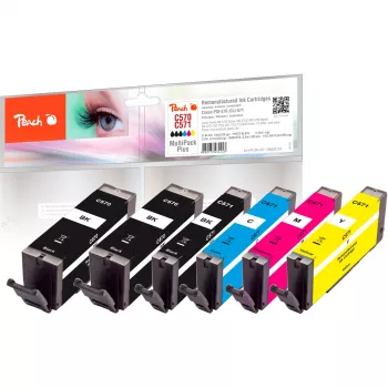 Peach 0F320134 Tintenpatrone 6 Stk. Kompatibel Standard-Reichweite Schwarz, Cyan, Magenta, Gelb