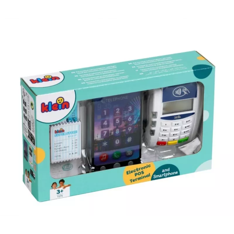 Spiel-Zahlungsterminal KLEIN 172740 mit Smartphone-Zubehör für Rollenspielsets