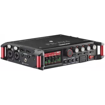 Tragbarer Audiorecorder Tascam FR-AV4 — 6-Kanal, 4 XLR-Kombi + 2x 3,5 mm, 24/32-Bit, 48/96/192 kHz, MicroSD bis 512 GB, USB-C, PD