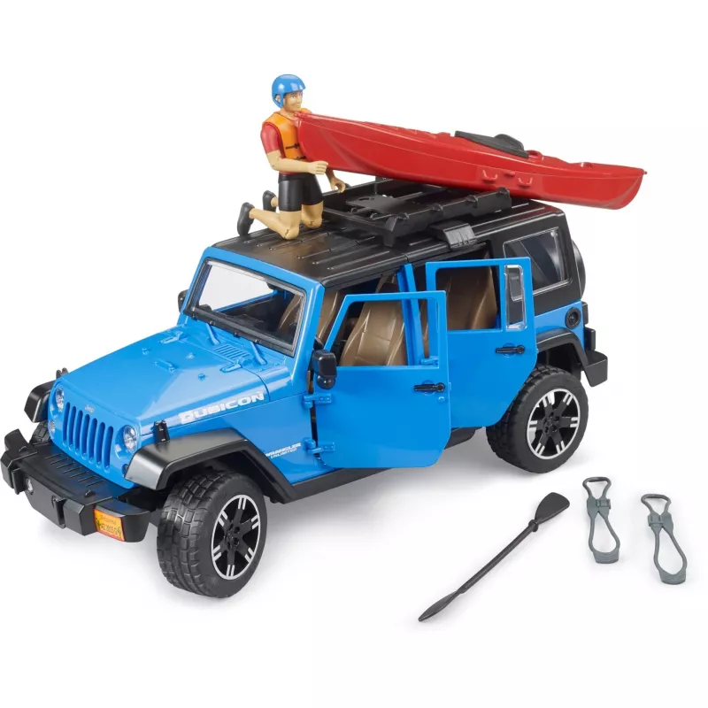 Spielzeugmodellfahrzeug BRUDER Jeep Wrangler Rubicon Unlimited mit Kajak und Figur BR-02529