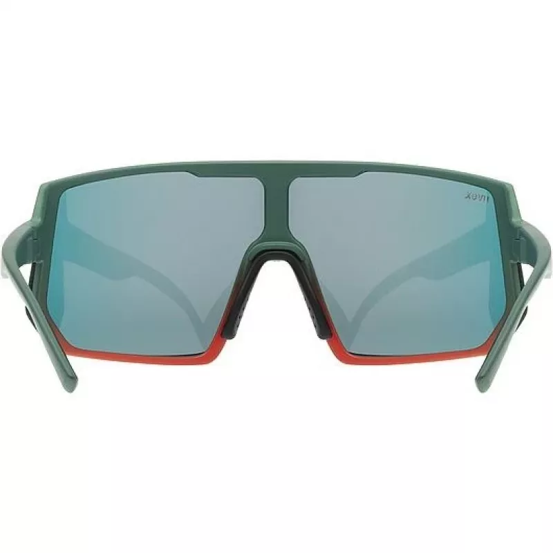 Multisportbrille UVEX sportstyle 235 — Unisex, halbrandlose Fassung, grün/rot