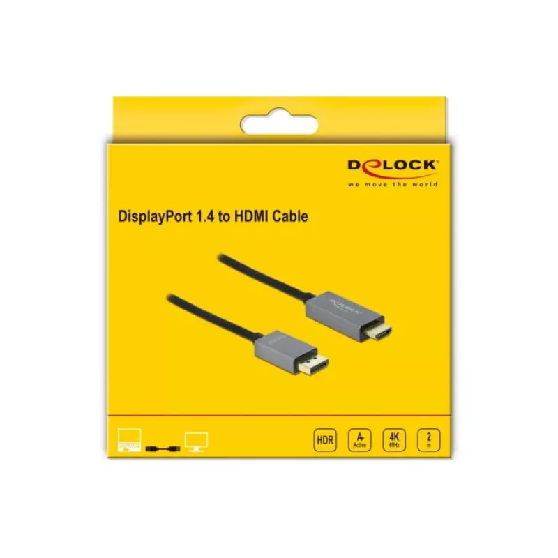 DisplayPort-zu-HDMI-Kabel DeLOCK Aktiv 1.4 4K 60Hz 2m