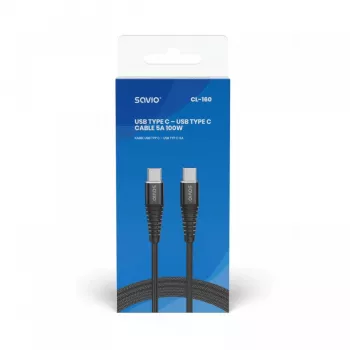 Savio CL-160 USB-Kabel 2 m USB 2.0 USB C - USB C Schwarz
