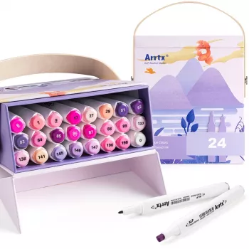 Doppelseitige Marker-Stifte Arrtx LC302239 — 24 Farben, Violett-Töne-Set