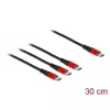 USB-Ladekabel DeLOCK 3-in-1 USB Type-C auf 3 x USB Type-C 30 cm schwarz/rot