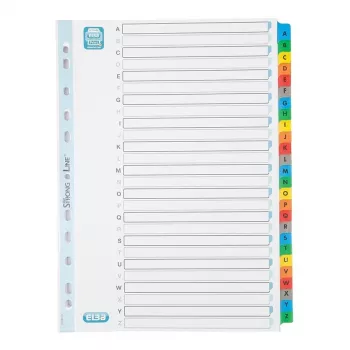 Elba Mylar Karteikartenregister A-Z, 26-teilig, A4 extrabreit, 230 x 297 mm, farbige Tabs (592581-20)
