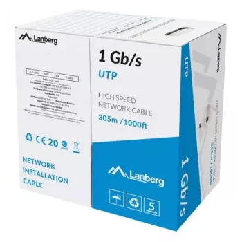 LANBERG Netzwerkkabel LCU6-10CC-0305-S U/UTP Cat6 305 m, 23 AWG, CCA, grau
