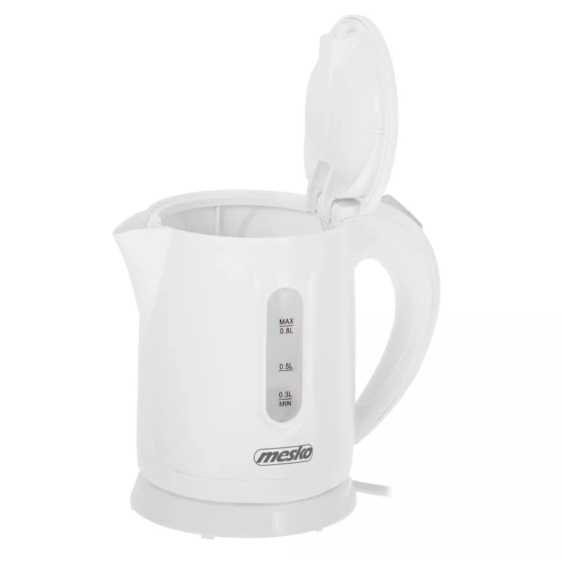 Mesko Wasserkocher | MS 1376 | Elektrisch | 850 W | 0,8 L | Kunststoff | 360°-Drehsockel | Weiß