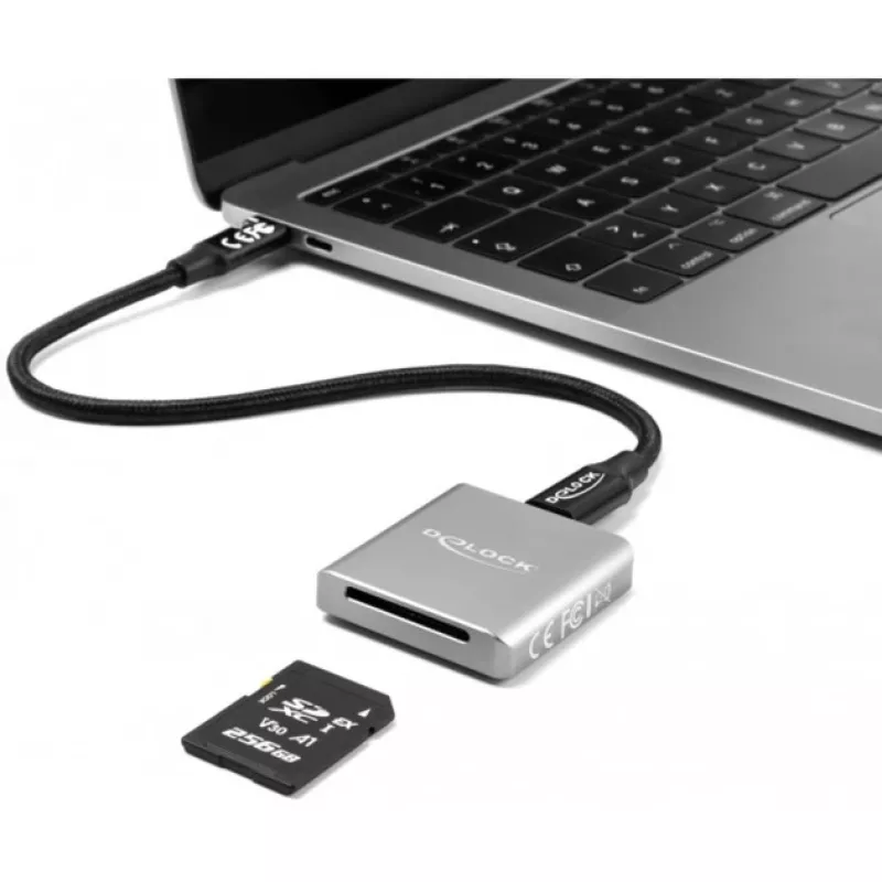 DeLOCK 91006 Kartenleser Grau SD USB Typ-C 10000 Mbit/s