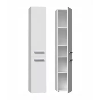 Badezimmer-Standschrank Top e shop NEL II BIEL — freistehend, 5 Regalböden, 310×300×1740 mm, weiß
