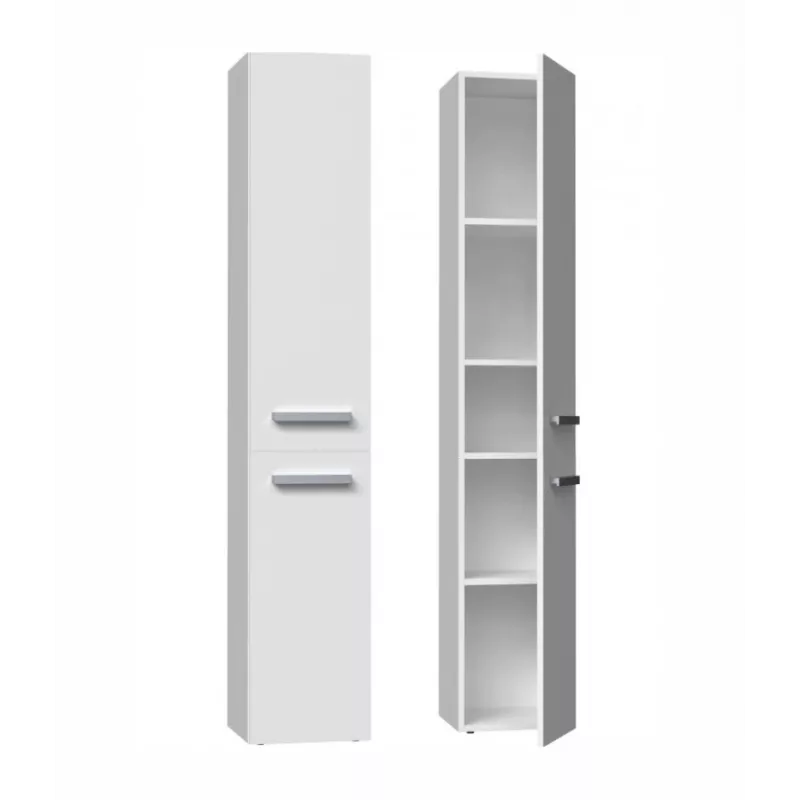 Badezimmer-Standschrank Top e shop NEL II BIEL — freistehend, 5 Regalböden, 310×300×1740 mm, weiß