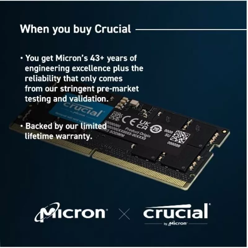 Crucial DDR5 48GB Kit 5600MHz CL46 On-die ECC SO-DIMM 262-PIN